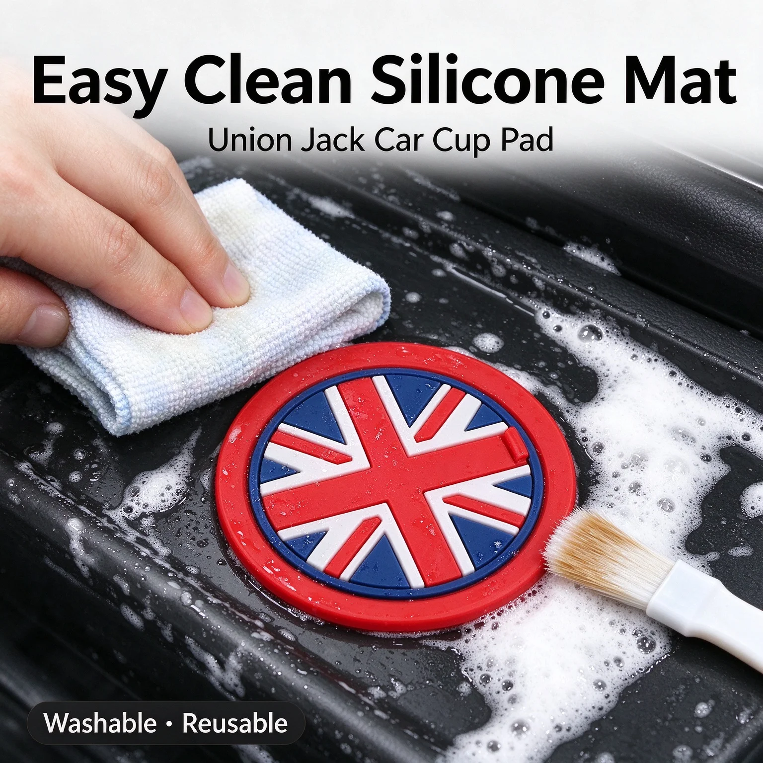 Car Water Cup Mat, Union Jack Anti‑Slip Pad, Tea Coaster For MINI Cooper Clubman Countryman R55 R56 R57 R58 F54 F55 F56 F57 F60