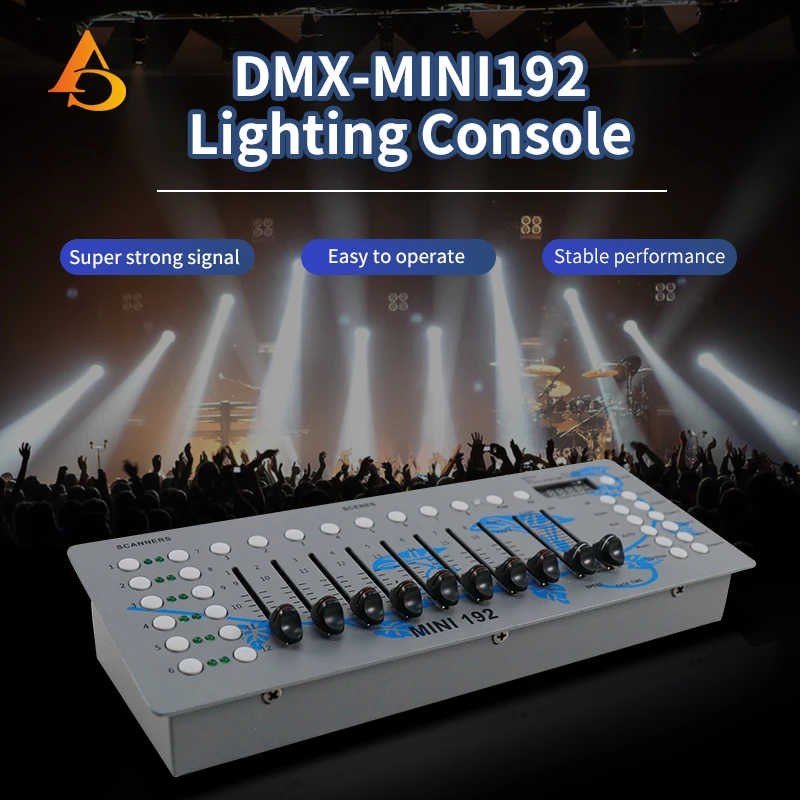 Battery DMX 192 Light Controller 512 Rechargeable DJ DMX Control Desk Light for DMX Light DJ Party Beam Wash Light
