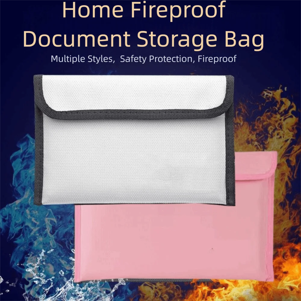 Zipper Closure Fireproof Document Bag S/M/L Double Layer Fireproof Shielding Folder Waterproof Heat-resistant