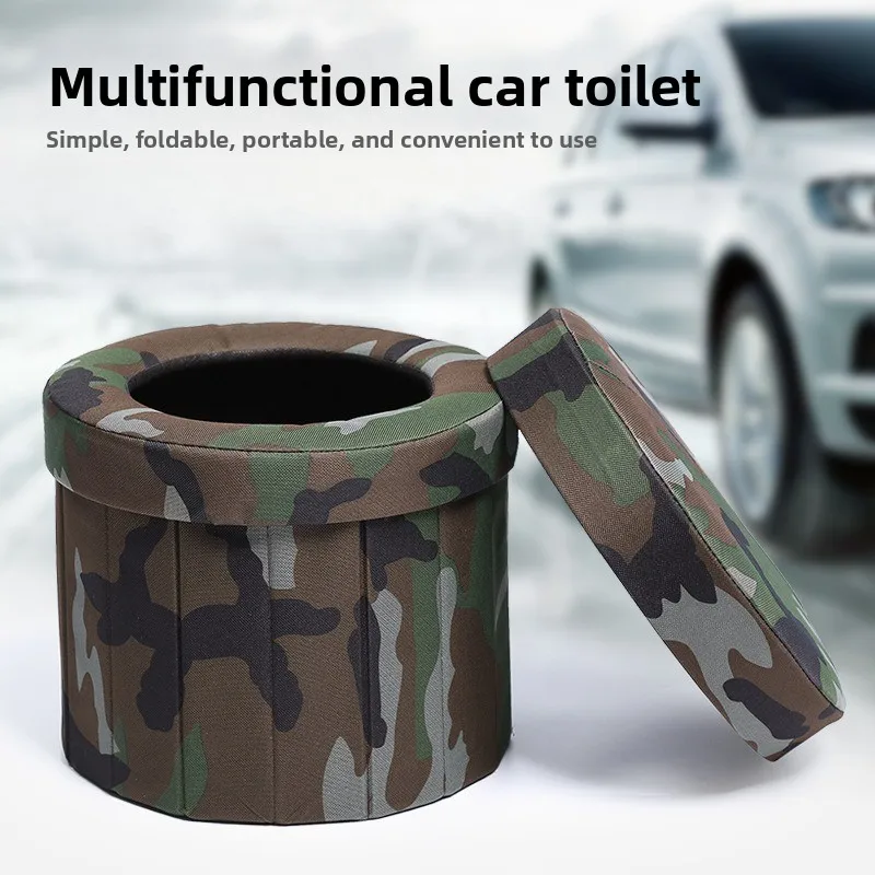 

Compact Camo Foldable Toilet - Portable Travel Potty for Car, Camping & Emergency | Multi-Use Storage Box & Seat 변기를 접다