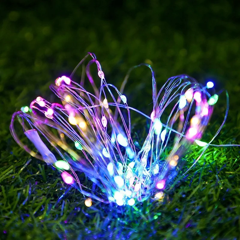 Cadena de luces LED de alambre de cobre, guirnalda alimentada por batería, cuerdas de iluminación de hadas para vacaciones, Navidad, boda, decoración de fiesta, 10M