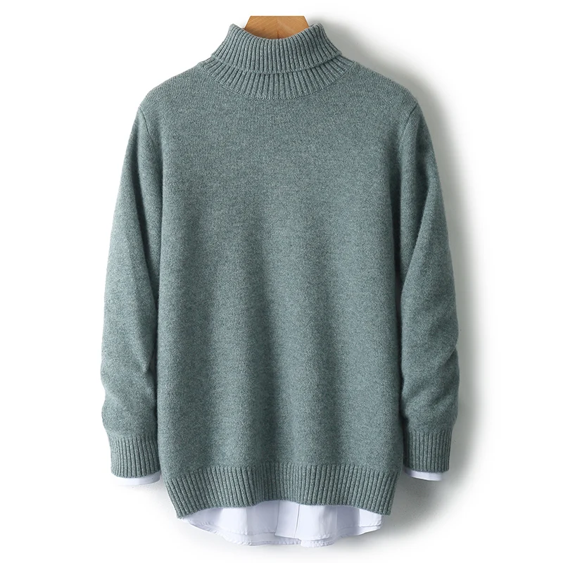 

It's so soft! Men's pure wool sweater sweater pullover high lapel large size base