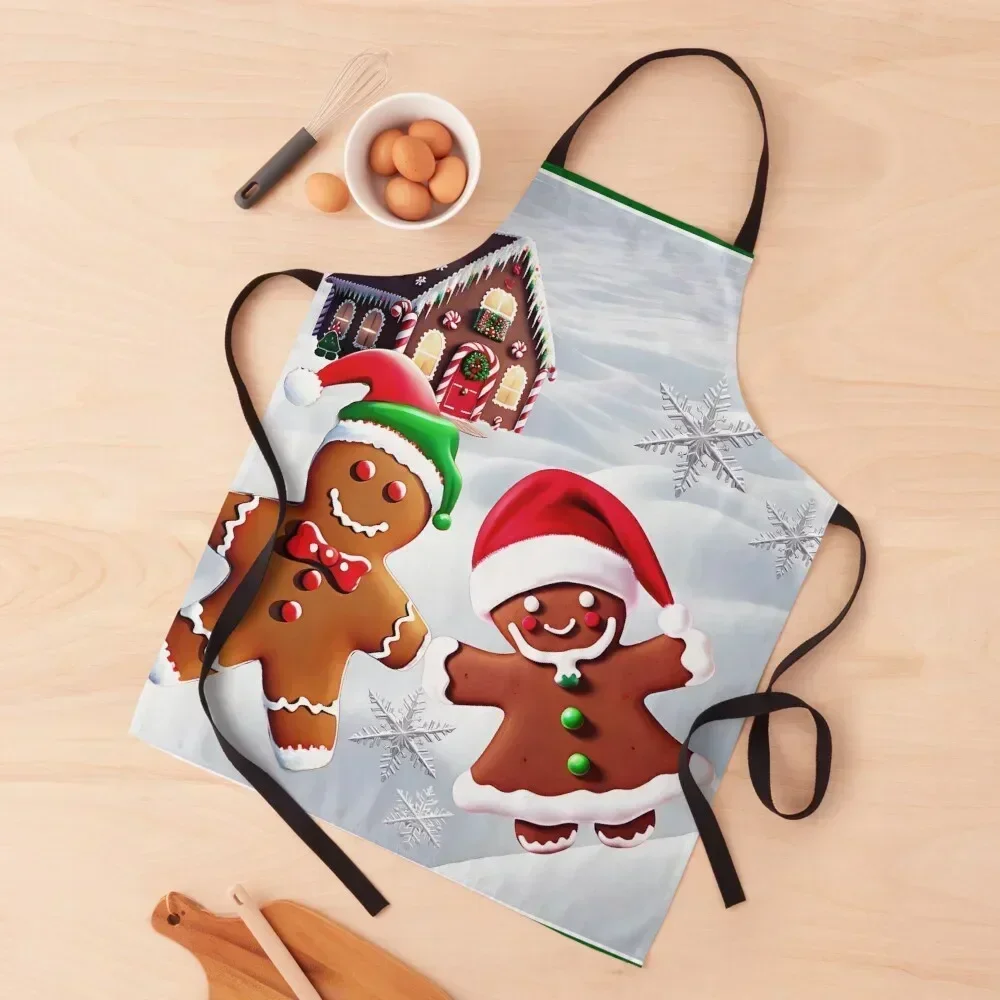 

Gingerbread Kids and Gingerbread House Apron Kitchen Things Woman Kitchens Chef Accessories Korean Apron