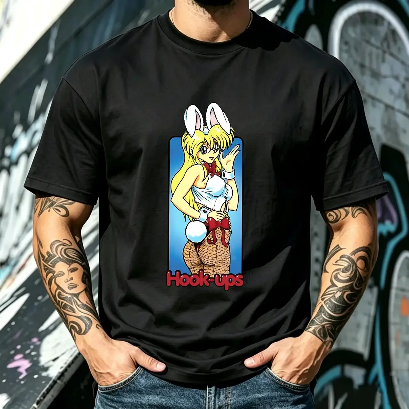 washed T Shirt Hookups Skateboard Sexy Bunny Girl S 4XL long or short sleeves vintage Washed Comfortable Versatile Stretched