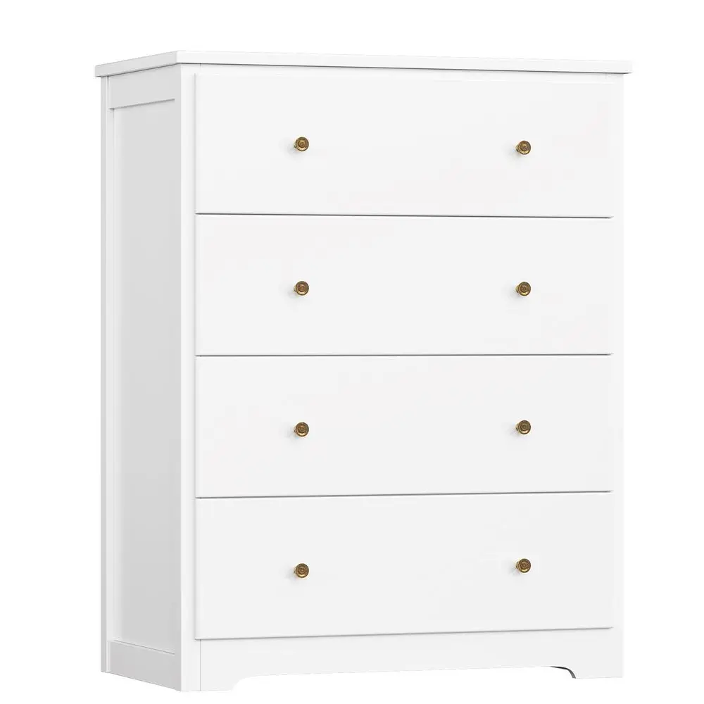 White Dresser, 4 Drawer Dressers Chest of Drawers, Modern Tall Dresser, Wood Drawer Chest Storage Cabinet for Living Room, Hallw