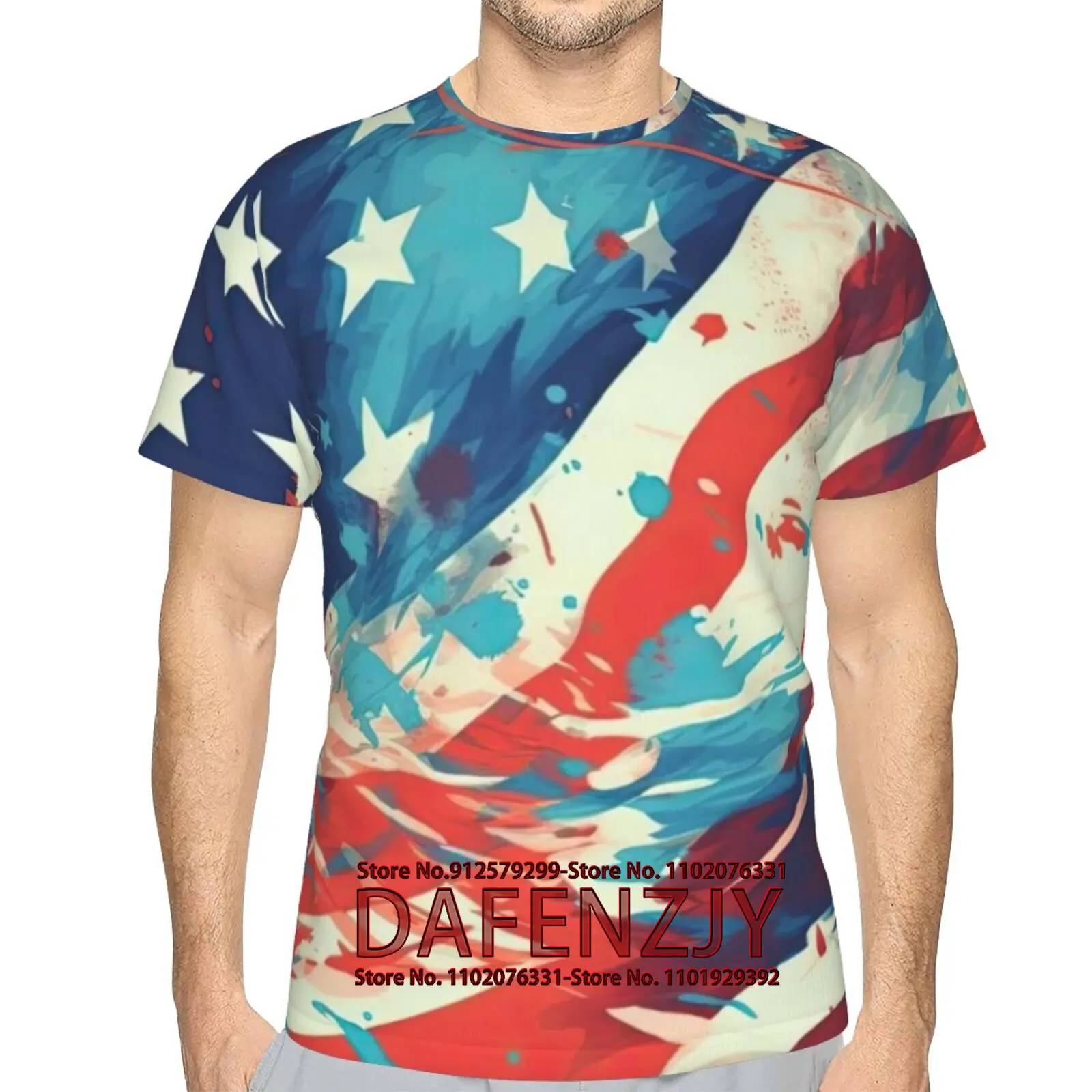 3D Print America Flag T-Shirts Unisex Fashion Men's Tee Shirt Large Loose O-Neck T-Shirt Casual Short Sleeve T Shirt Horse Cloth