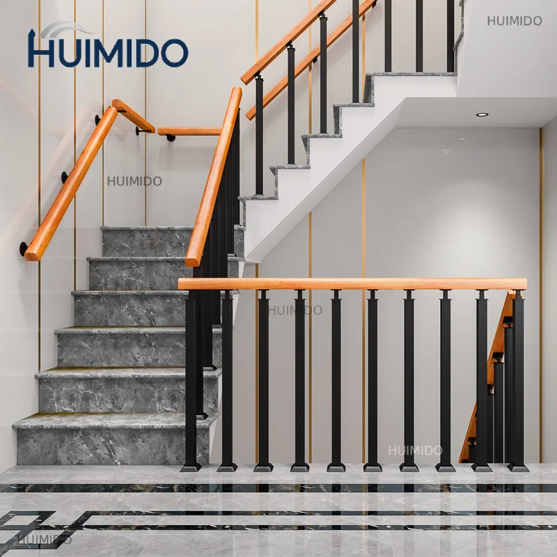 ‌Modern Iron Stair Railing for Indoor Loft - Wooden Balcony Fence, Home Decoration, Villa Handrail, Anti-Slip Safety Barrier