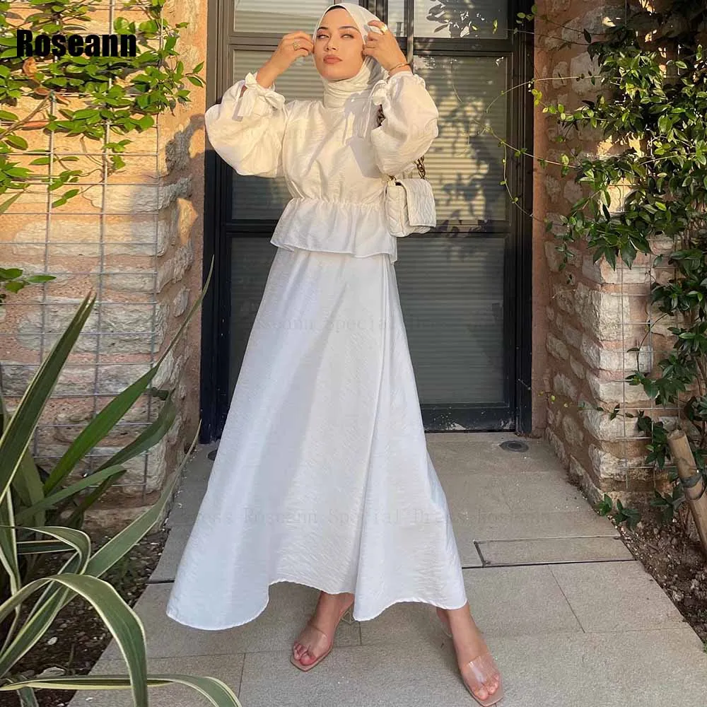 Muslim Simple 2024 New Design A-line Wedding Dresses Piping Full High Collar Satin Bride Dresses Anke Length robe de mariée