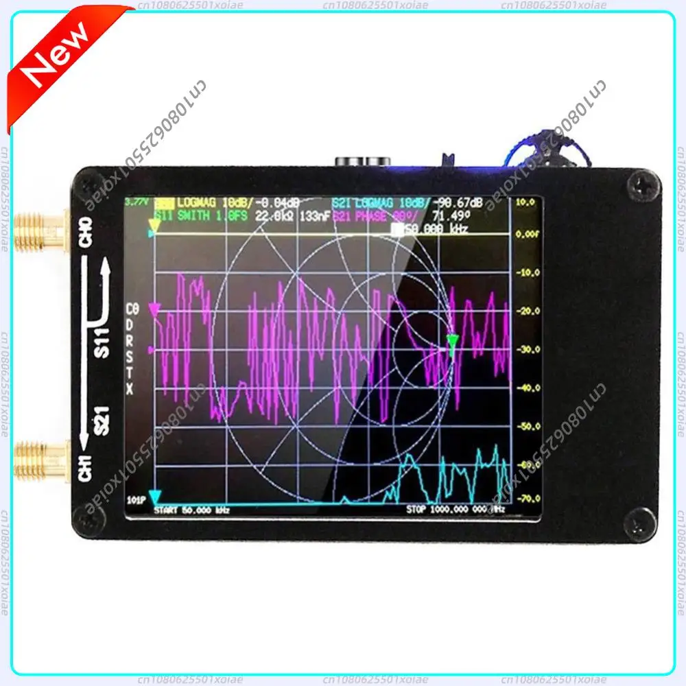 2.8/4” Network Analyser Vector 10KHz-1.5GHz MF HF VHF UHF Bands Network Antenna Analyzer SWR Phase Delay Smith Chart with Shell