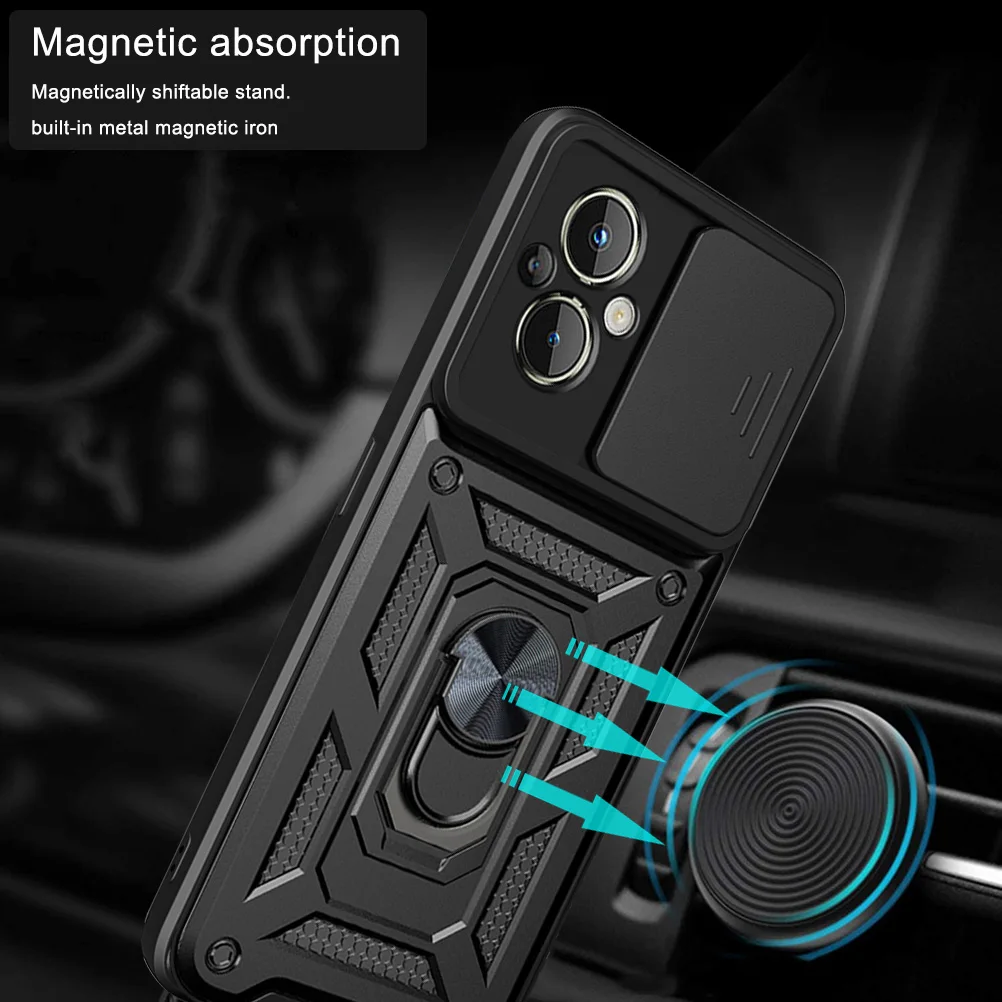 Armor Capa for Realme C67 4G RMX3890 Case Slide Camera Ring Stand Protect Cover for Realme C67 4G Shockproof funda