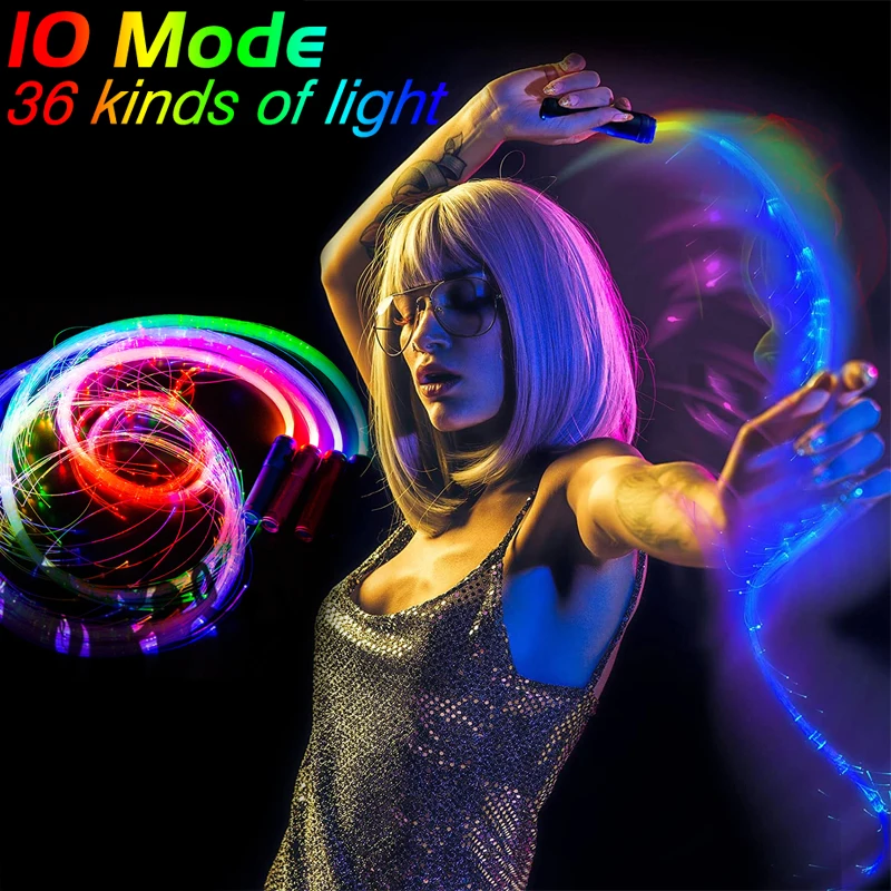 2024 LED Światłowód Bicz Akumulator 2000mAh Optyczna lina ręczna Rozświetlony bicz Przepływ Zabawka Taniec Glow Party Oświetlenie Pokaż na imprezę