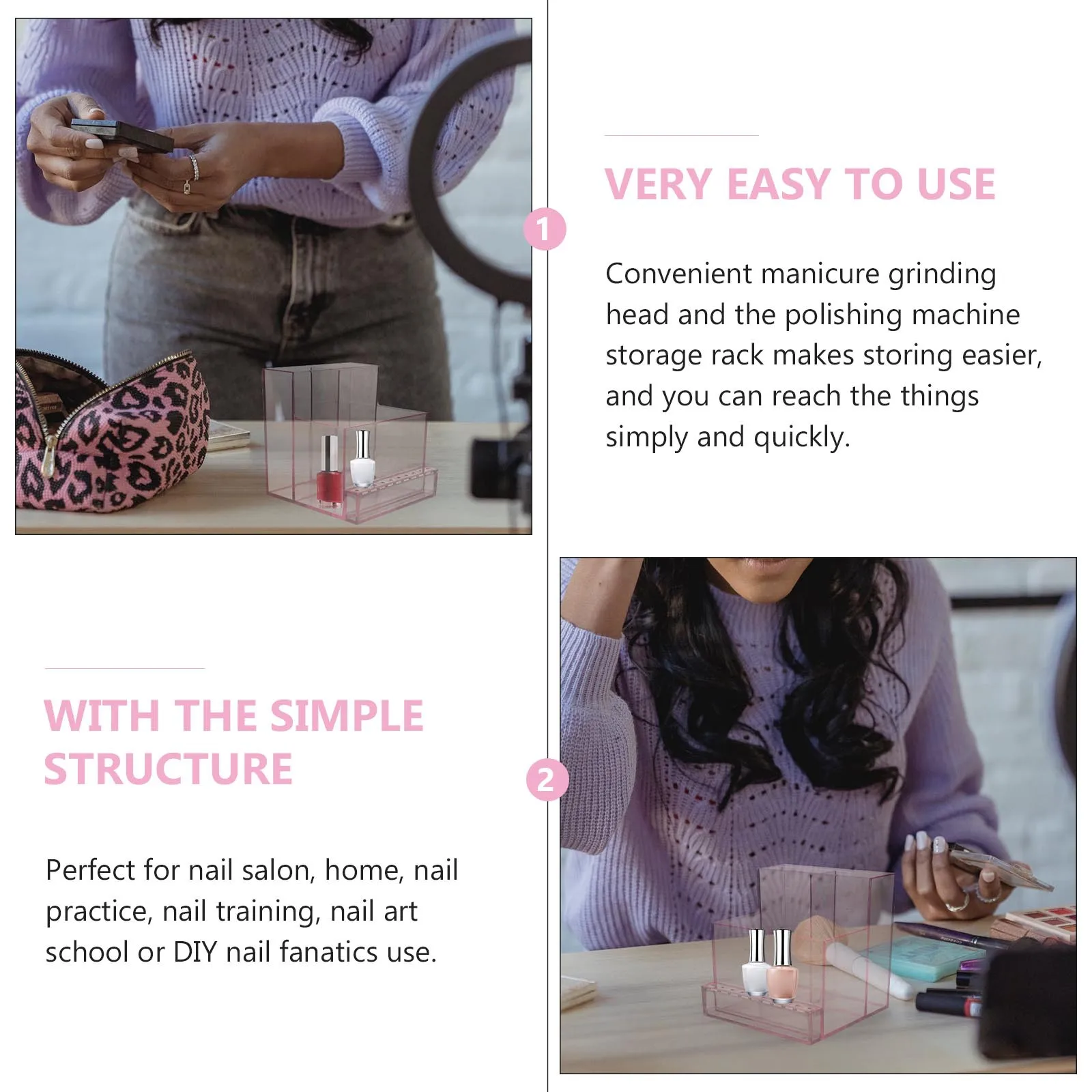 

1pc Head Storage Box For Manicure Polisher Organizer Rack Nail Salon Supply Diy Grinding Head Storage Rack Nail Art Tool