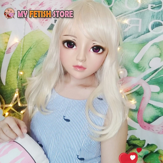 (Jun-04) femme douce fille résine demi-tête Kigurumi BJD yeux Crossdress Cosplay japonais Anime rôle Lolita masque avec yeux et perruque