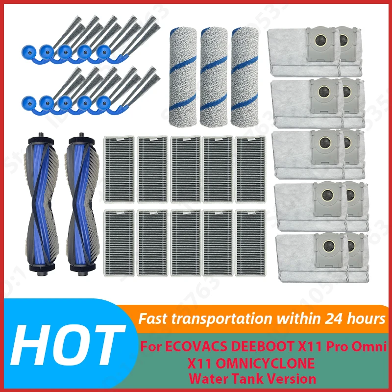 

For（ECOVACS DEEBOT X11 OMNICYCLONE / X11 PRO OMNI-Water Tank Version）Main Side Brush Filter Mop Dust Bag Accessories