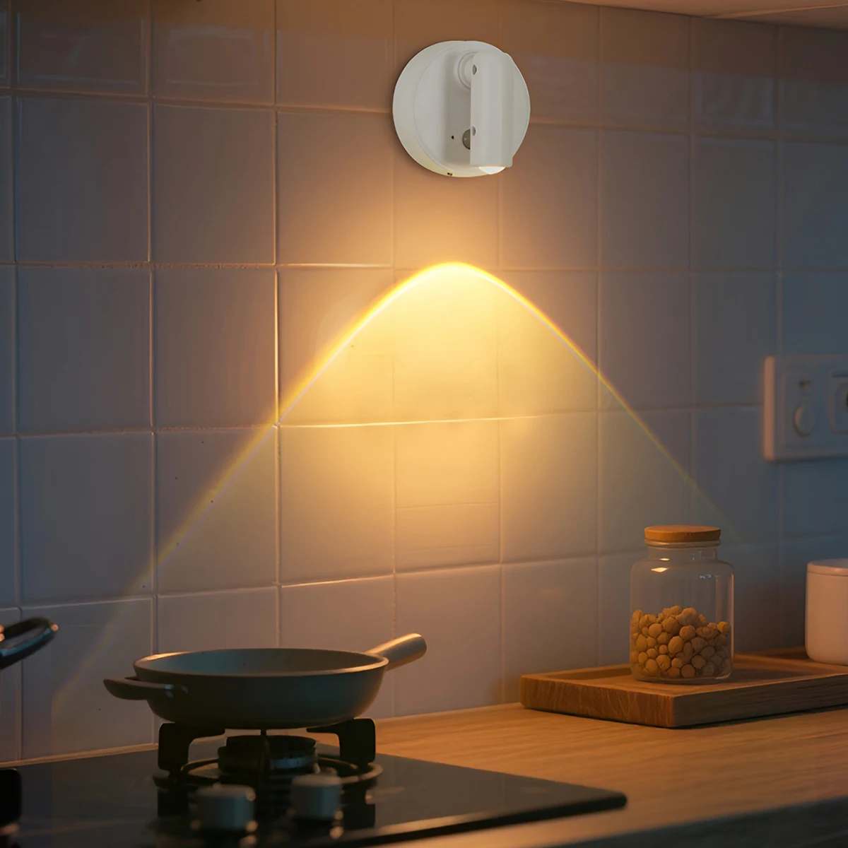 Three-Color Wall Lamp No-Drill LED Light, Soft Light Sensor Light Bedside Bedroom Night Light, Magnetic Rechargeable Spotlight.