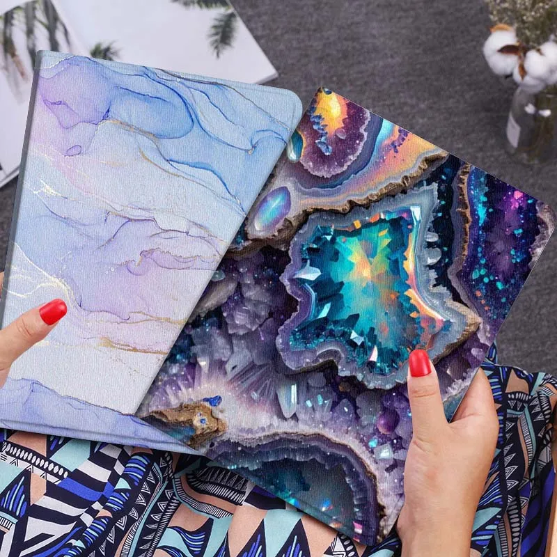 

Colorful Crystal Agate Geode Gift Tablet Case For Lenovo Xiaoxin Legion Pad Tab Pro GT Y700 Gen4 2 11 P11 M10 K10 3rd Plus Gen