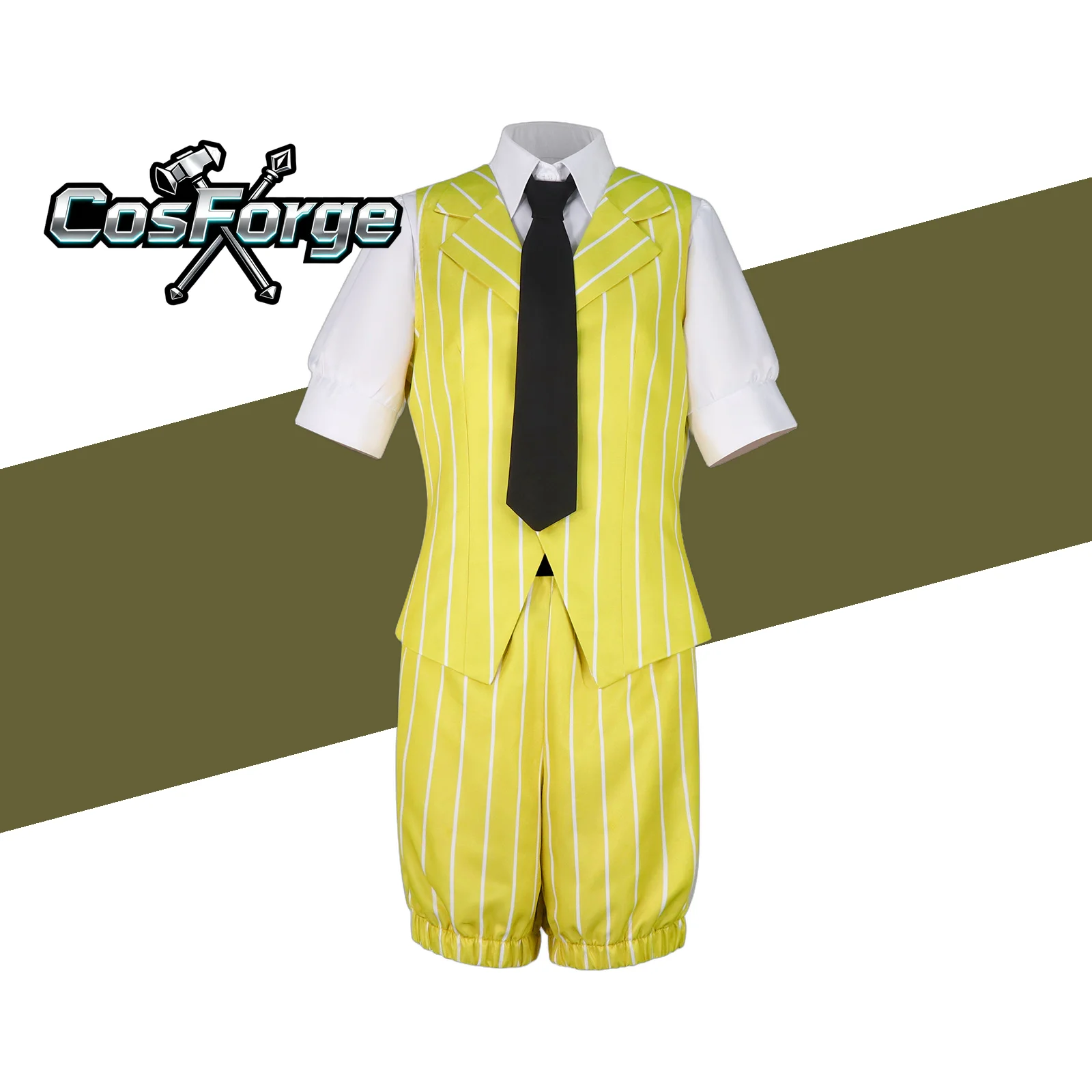 Costume de cosplay Akita Neru - Perruque Mesmerizer, robe rayée jaune, tenue de fête de Noël et d'Halloween pour femmes