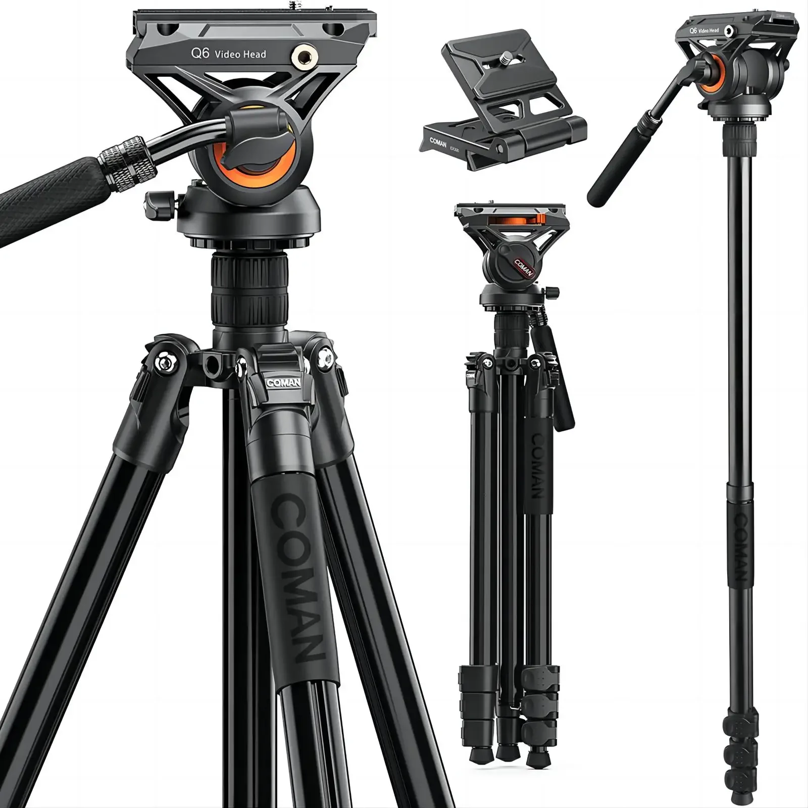 COMAN KX3939PLUS 360 Camera Tripod Monopod Function Mobile Video Monopod Tripod Stand With Fluid Head For Manfrotto DJI RS2 RS3