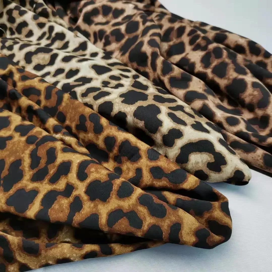 Leopard Print Zebra Dress Animal Fabric Crepe Fashion Shirt Polyester Chiffon