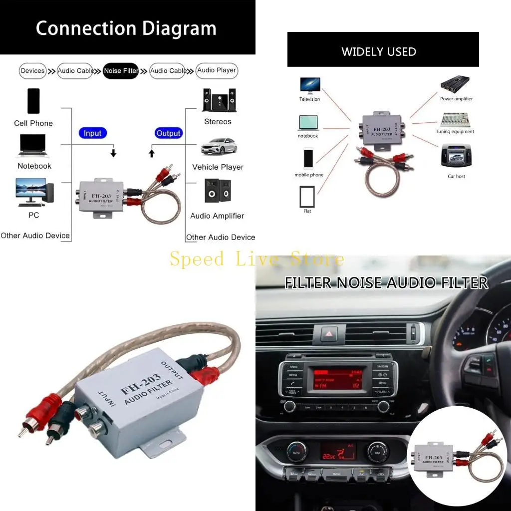 547C Stereo 2 Channel Ground Isolator Noise Filter Suppressor Reducer Alternator for Car Stereo