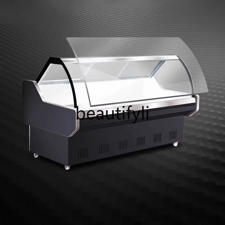 

Fresh Meat Deli Display Cabinet Horizontal Commercial Freezer Stainless Steel Inner Liner