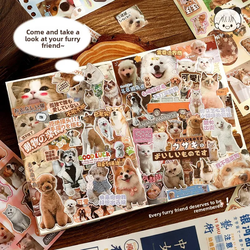 New Material Popular Hot Selling Collection Cute Cartoon Animal Stickers Die Cutting Handbooks Stickers Picture Books