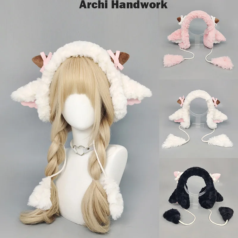 Sweet Cute Little Sheepskin Hair Strap Ear Cups Warm Ear Covers Autumn Winter Sheep Horn Winter Cold Protection Ear Protectors