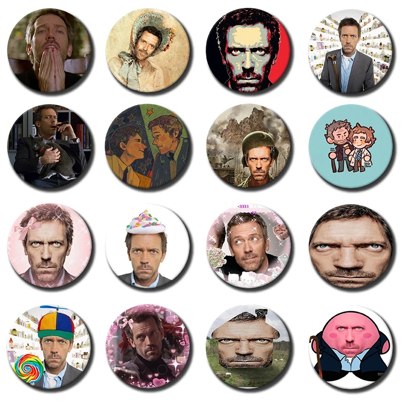 58mm TV S-Show House MD Pin Badge on Backpack Clothes Accessories Tinplate Round Brooch Funny Custom Jewelry Gifts for Friend