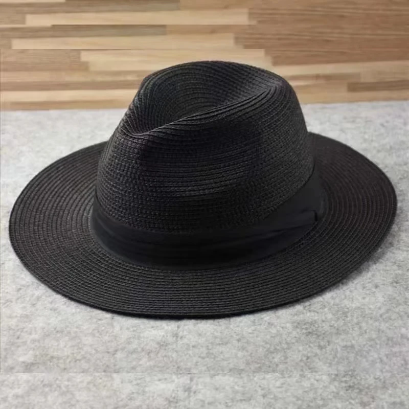 Male Foldable Big Head Straw Hat Panama Summer Outdoors Cowboy Hat Sandy Beach Sun Hats Man Plus Size Fedora Hat 57CM 60CM 64CM