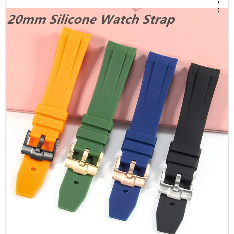 

20mm Pin buckle Silicone Watch Strap For Swatch Omega Curved End Rubber Bracelet Men Women Waterproof Sport Wrist Watchband