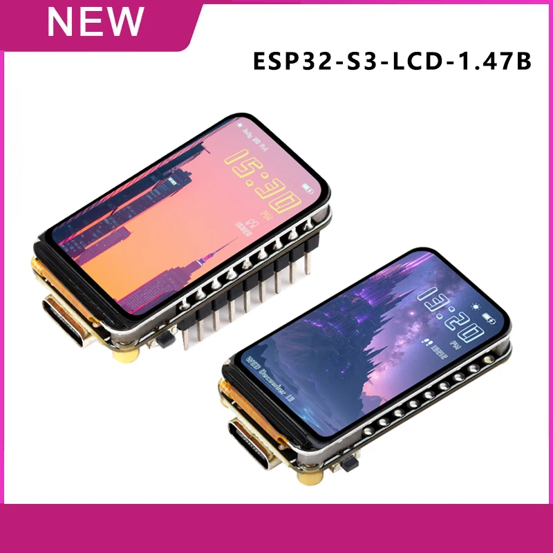 Image of Waveshare ESP32-S3 Entwicklungsboard ESP32-S3-LCD-1.47B 1,47 Zoll LCD 1,47B Display 1,47 Zoll Bildschirm SD 172×320 RGB LED