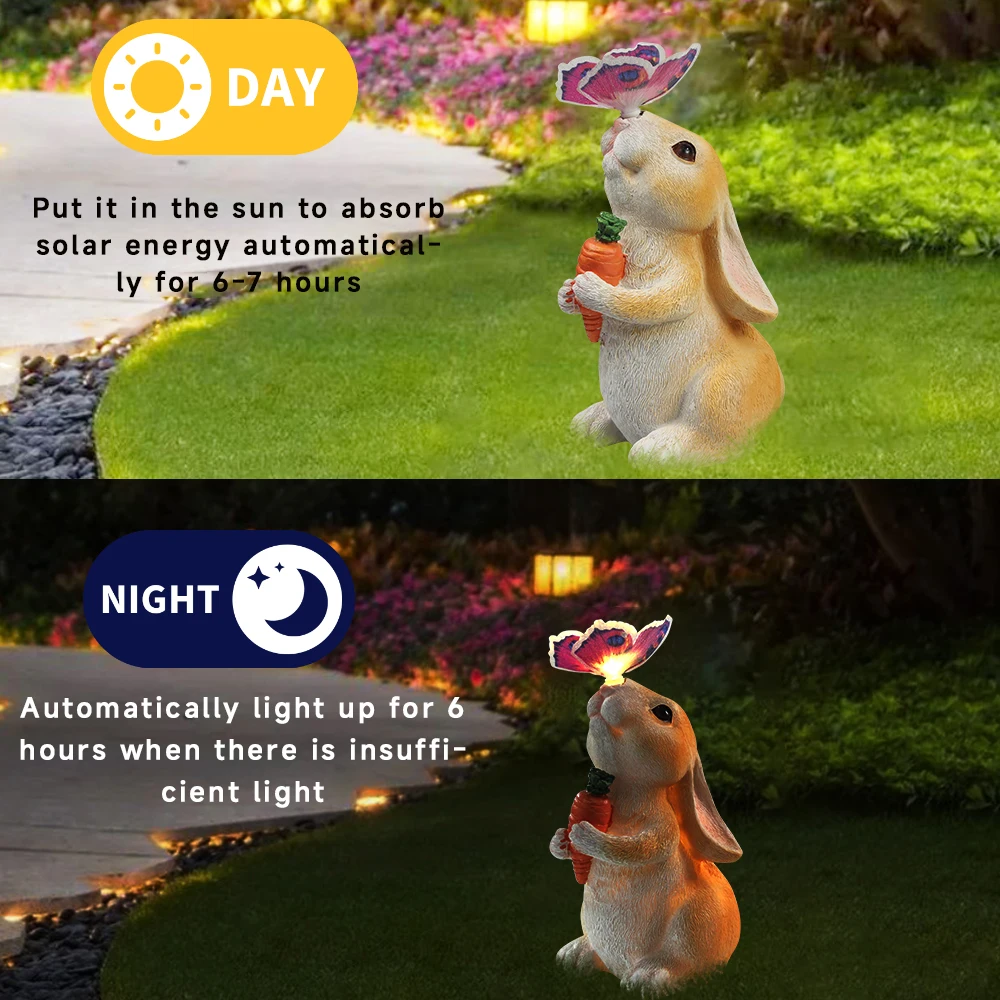 Animal Solar Garden Light Outdoor Yard Decoration Waterproof Statue Light Peacock Rabbit Elephant Turtle Banquet Party Decor