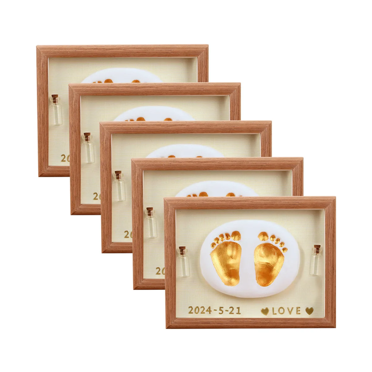 One-Month Baby Hand Foot Print Clay Kit 100-Day Souvenir Frame Dual Use For Newborn & Dog Pet Paw Imprint