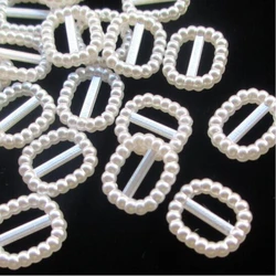 100pcs/lot Pure White Pearl Square Buckle Invitation Ribbon Slider For DIY Clothes Decoration Accessories