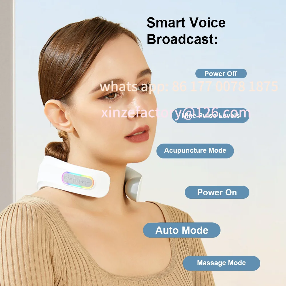 Customizable Pulse Neck Massager 5-Modes Red Light Neck Protection Device Relaxation Muscle Knead Vibrating Cervical