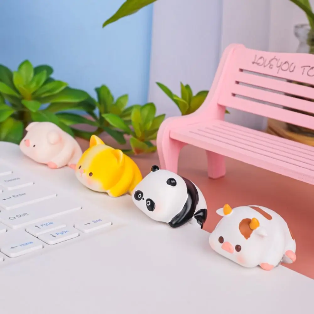 Panda cerdo Monitor de ordenador decoración pantallas de TV miniaturas pequeños adornos de animales borde de mesa figuras de consola central de resina