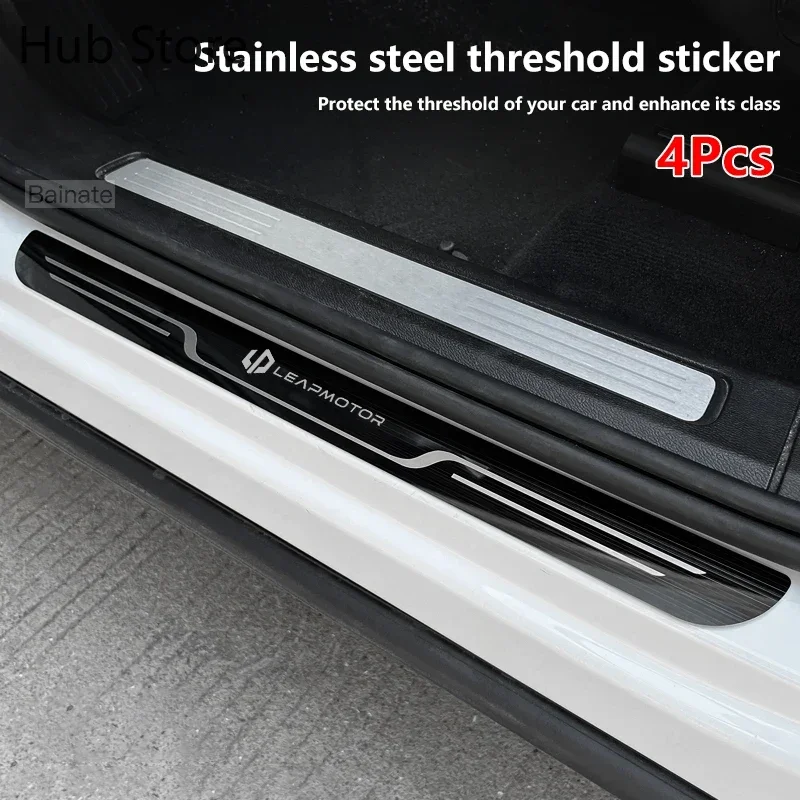 NEW Car Stainless Steel Door Sill Scuff Plate Fit For Leapmotor C10 C11 C16 B01 B10 C01Carbon Fiber Threshold Protective Sticker