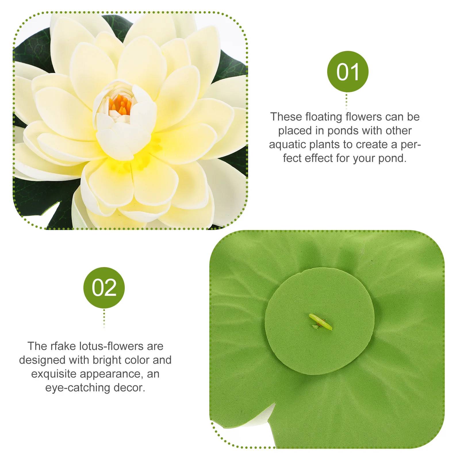 

4Pcs Artificial Lotus Flower Floating Decoration Pond Garden Patio Aquarium Landscape Decor Realistic Simulation