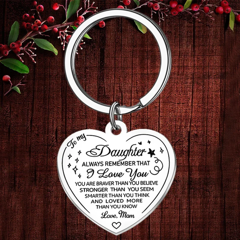 Charm „To My Daughter“-Schlüsselanhänger, inspirierender Schlüsselanhänger „Ich liebe dich“, Teenager-Mädchen, Kinder, Geburtstag, Abstufung, Hochzeitsgeschenke