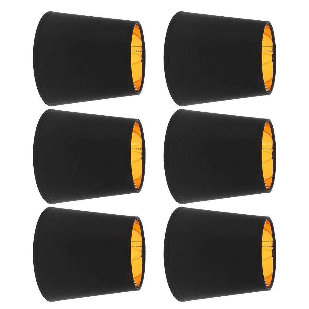 

6pcs Black Metal Barrel Lamp Shade E14 Pendant Light Cover For Living Room Bedroom Replacement Industrial Drum Chandelier