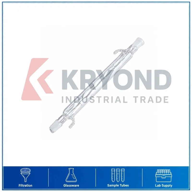 Laboratory Glass Condenser 300mm Distillation Unit 24/29 Joint 10mm Hose Connection Research Equipment Application Use Series QC