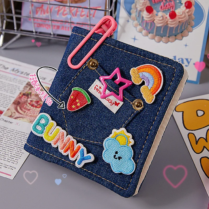 Denim DIY Mini Retro Binder Fabric album Photocard Holder 3 inches Photo Album Kpop Idol Notebook Collect Book storage book