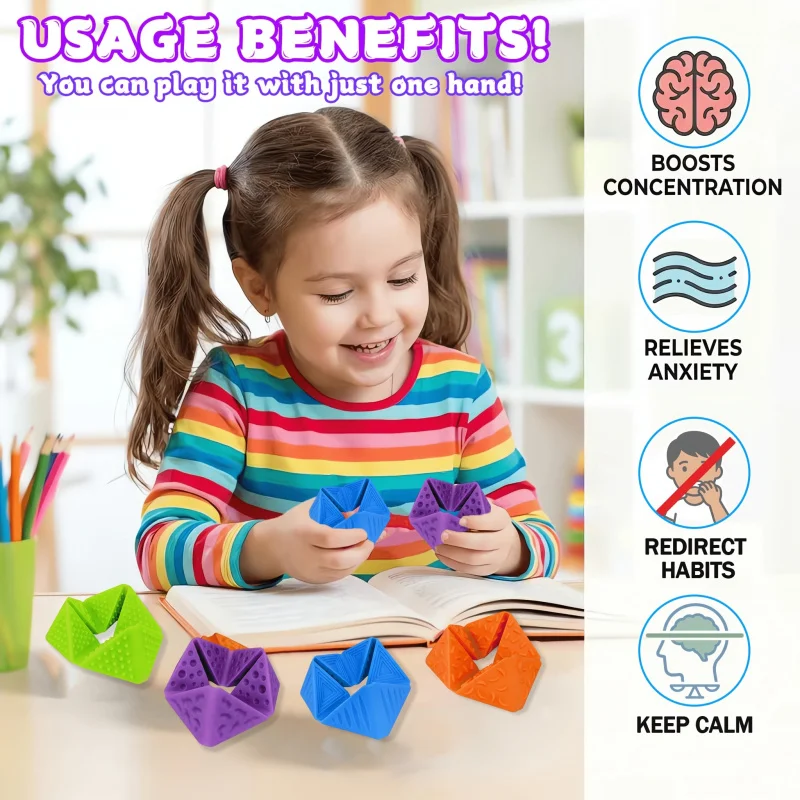 Children's sensory toys, random colors, 2/4 pieces, silent silicone sensory flip cubes with textured design - suitable for child
