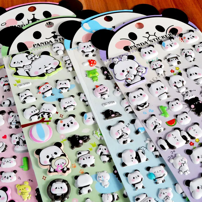 Kawaii 3D Puffy Panda Daily Life Stickers Scrapbooking Diy Journal Stationery Sticker Cute Deco Aesthetic Art Supplies