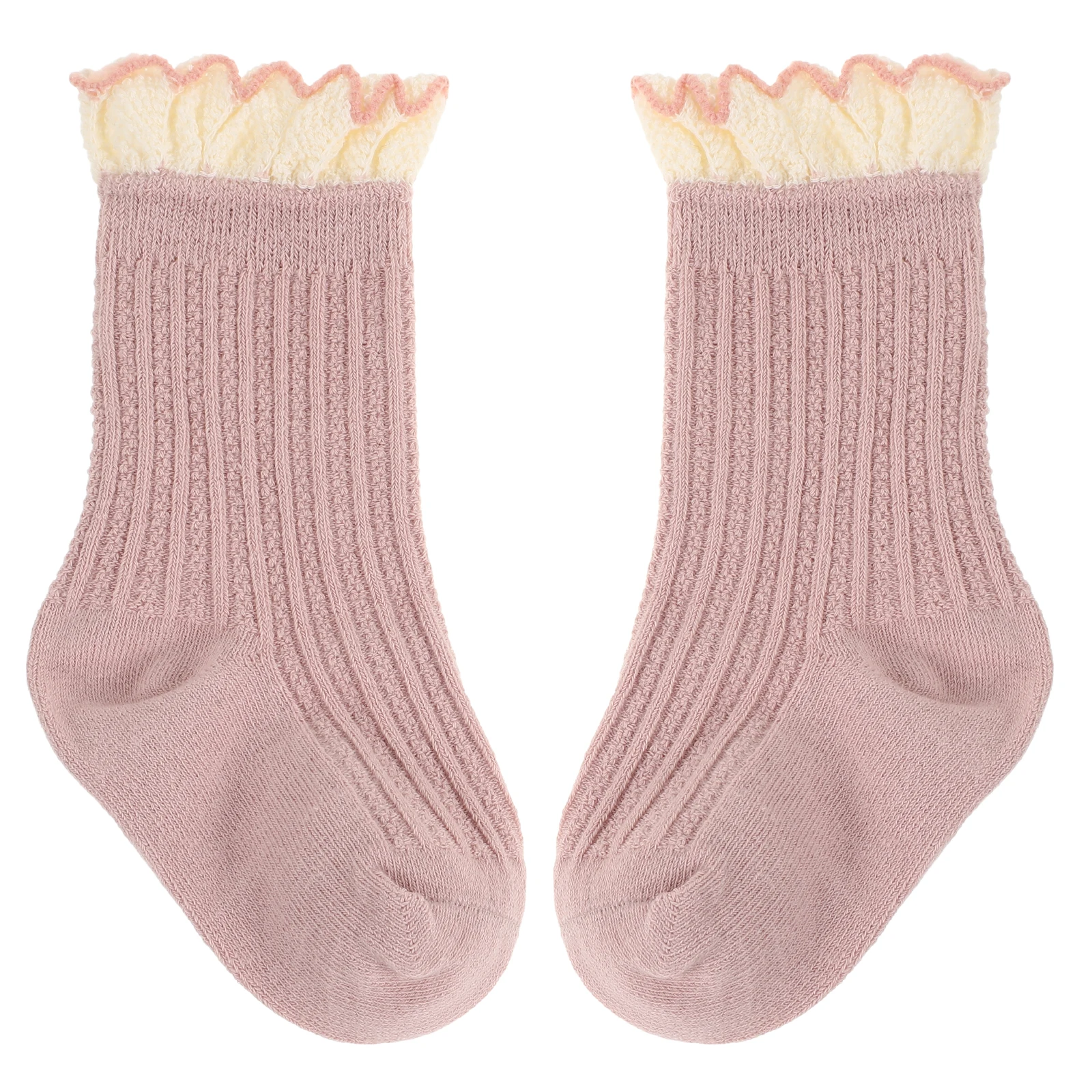 

1 Pair Breathable Toddler Cute Ankle Soft Combed Cotton Short For Kids Princess Lace Trim Baby Socks Comfortable Stretchy Kids