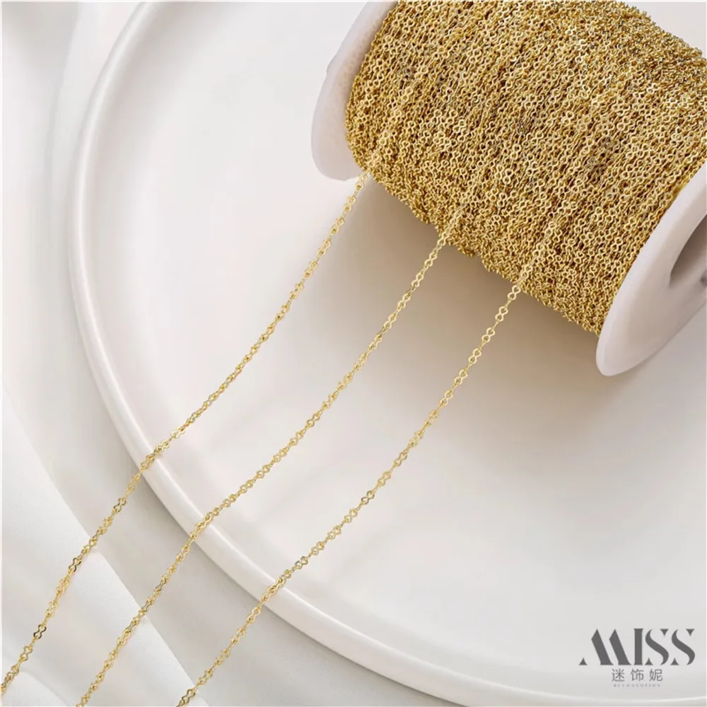 

14K Gold-wrapped Small 8-character Chain 1.6mm Progress Loose Chain DIY Handmade Bracelet Decorative Chain Accessories Material