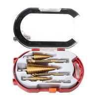 6Pcs Step Drill Bit Set with Titanium Coated Milling Cutter, Sizes 4-12/20/32mm, for Woodworking and Metal Core Hole Opener