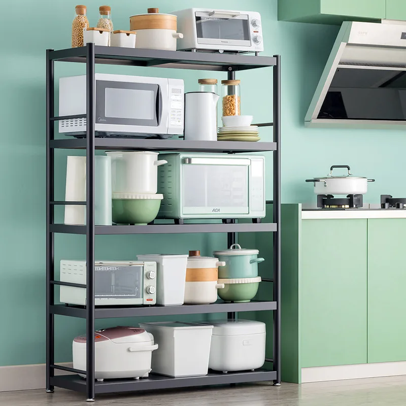 

Green stainless steel kitchen storage rack floor-to-ceiling multi-layer removable household microwave oven rack oven pot rack