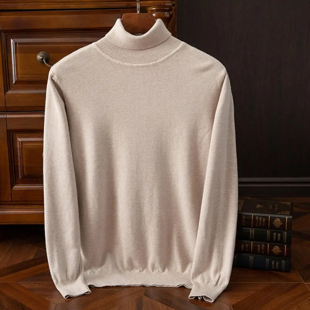 Men Sweater Men's High Collar Knit Sweater For Fall Winter Thick Warm Solid Color Knitwear For Wear Business Long Sleeves