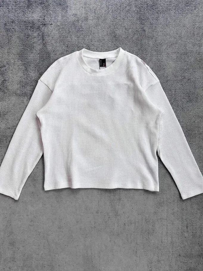 Cross-Border New Derschutze Blossom Embroidered Long Sleeve T-Shirt Men's Women's Waffle Pattern Sportswear Casual Clothing